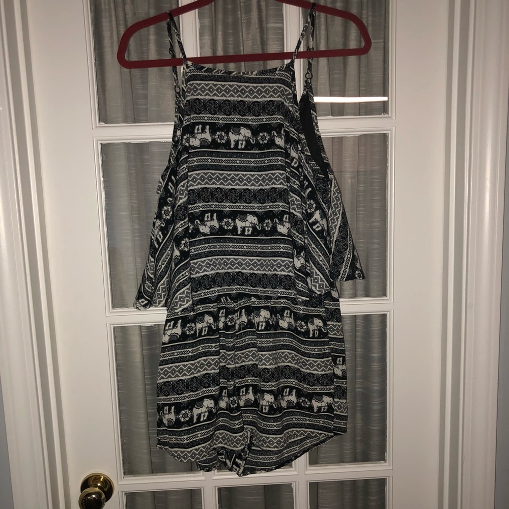 Black and white elephant romper